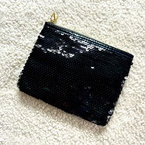 NuFace black sequin clutch, make up bag, girls night out, dress up